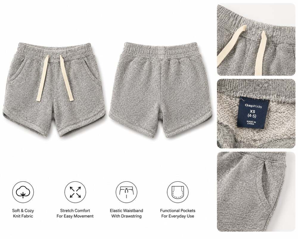 GapKids Gray French Terry Knit Pull-On Drawstring Shorts